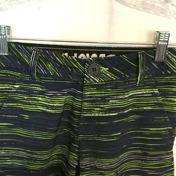 Tony Hawk Hybrid Boys Bermuda Shorts Sz 8 Striped Gray and Lime Green Quick Dry - Picture 2 of 7